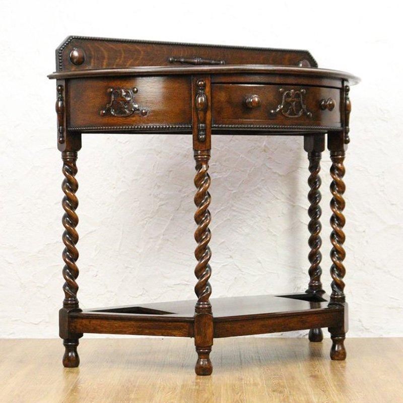 k966 英国アンティーク家具 半円コンソールテーブル ハーフムーン