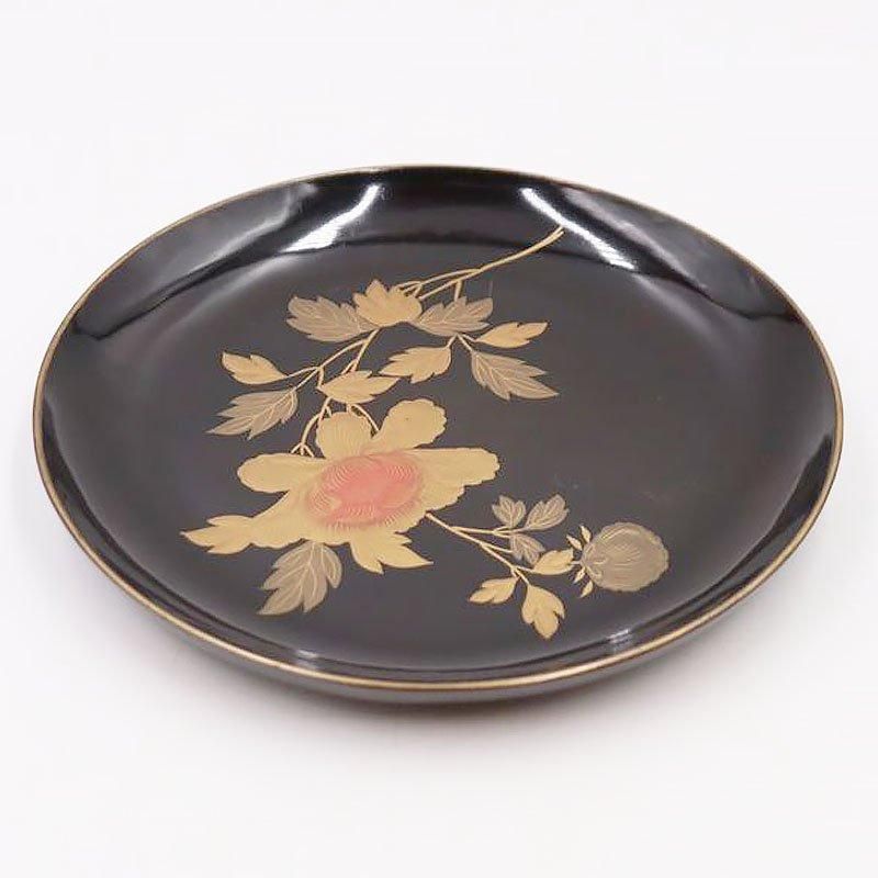 紅葉蒔絵 金縁 漆銘々皿 菓子皿 取皿 流水文 葉文 闇蒔絵 上品