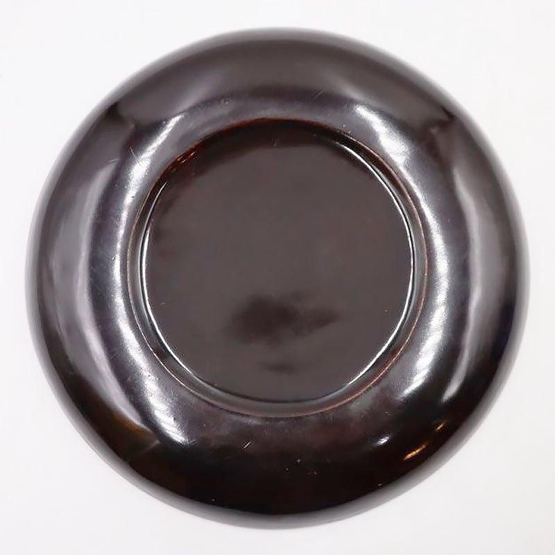 昭和の黒漆塗り木皿 菓子皿にも季節の草木花蒔絵