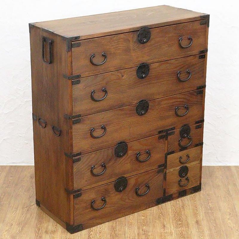 大正三尺和箪笥｜木目美しさ 引出し8杯