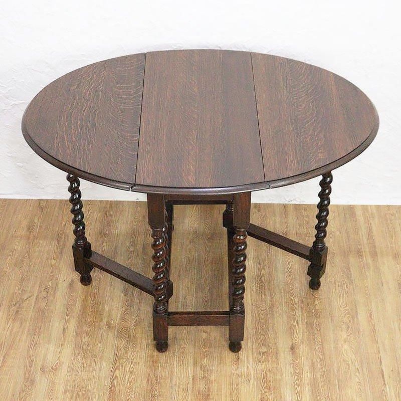 アンティーク家具　ツイストレッグオケージョナルテーブル　オーク材 ツイストレッグ オケージョナルテーブル 正方形タイプの天板