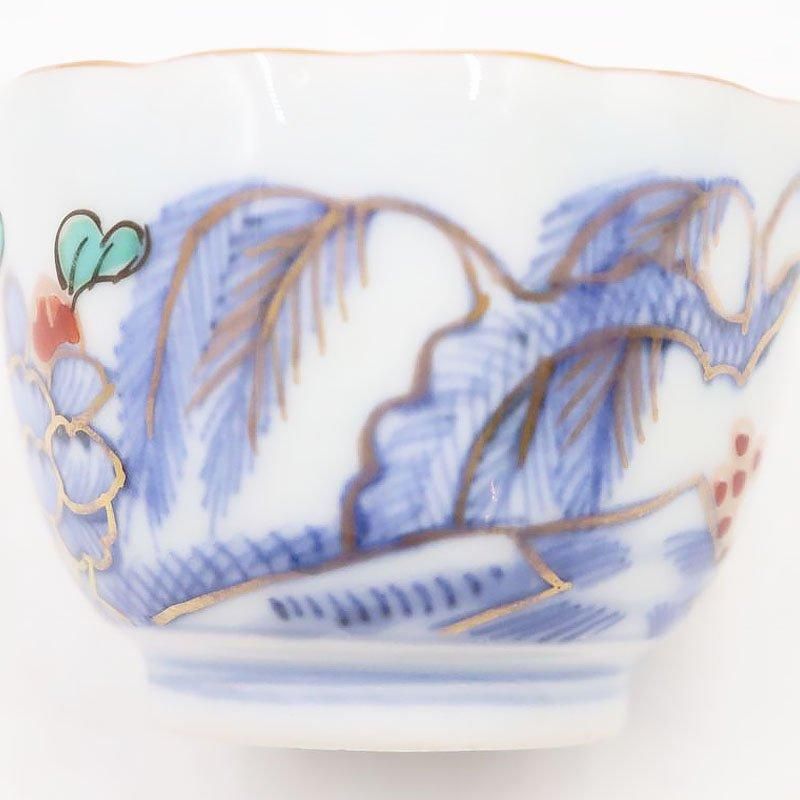 手描き色絵猪口 ぐい呑み 酒器｜かわいいアンティーク和食器｜普段使い