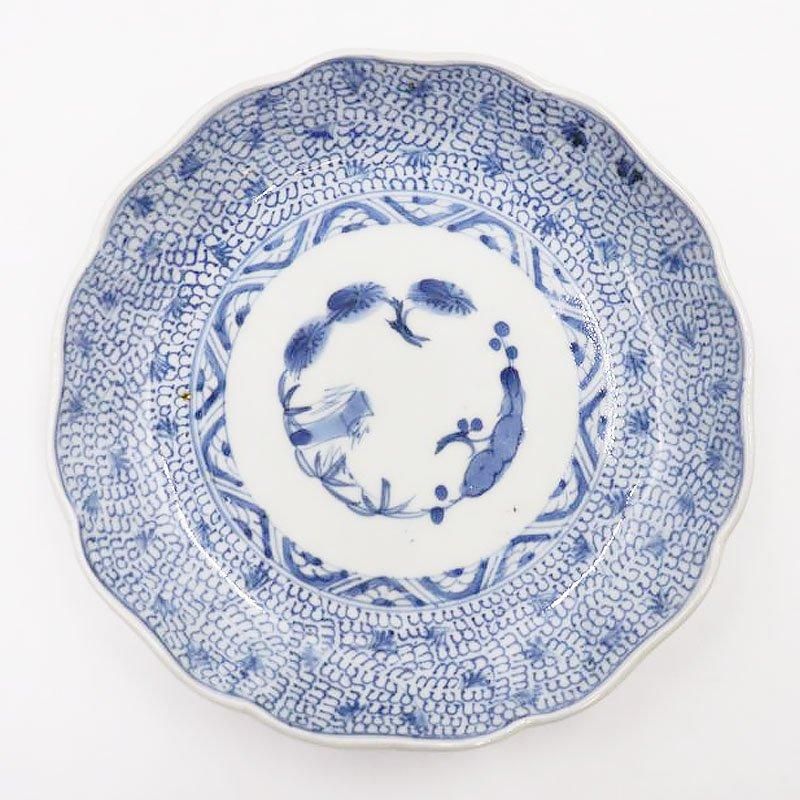 希少サイズ 手描き 染付 中皿 六寸皿 和骨董 和食器