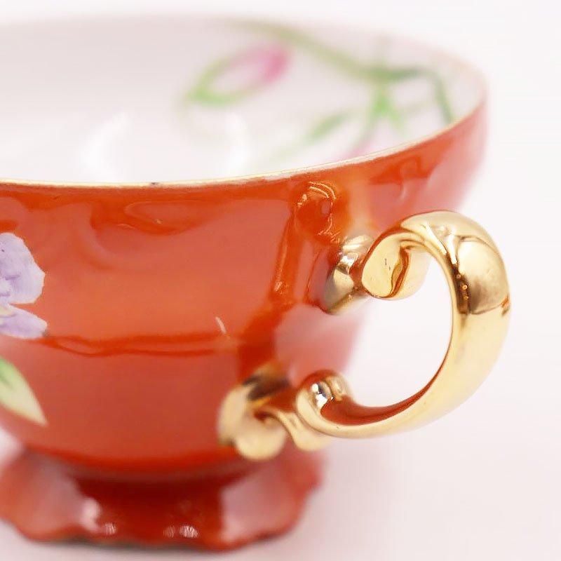 希少 手描き カップ＆ソーサー オキュパイドジャパン赤百合