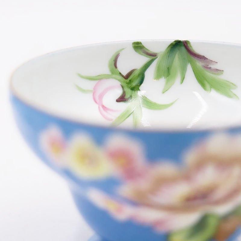 希少 オキュパイドジャパン 手描き カップ＆ソーサー 青色に牡丹