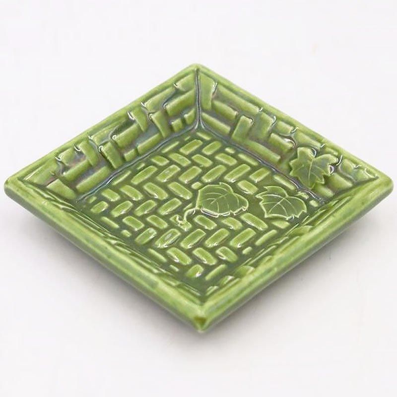 民平焼ミンペイ緑釉豆皿｜幅7.5 高さ1.5｜アンティーク和食器