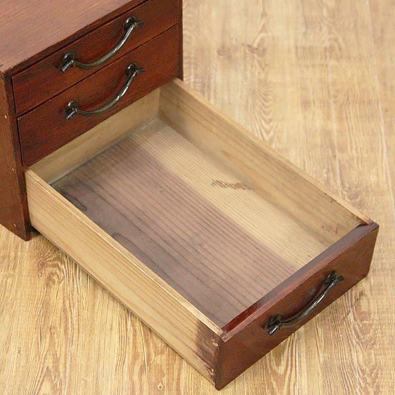 引き出し　時代もの　古道具　（こもの付き） 硯箱 掛け硯 小引出し 小物入れ 桑材 時代金具 日本製 明治時代 日本の