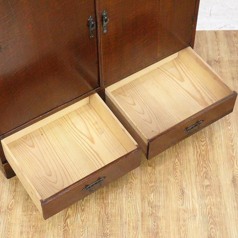 昭和初期 透かし扉キャビネット 高級ダイヤガラス収納