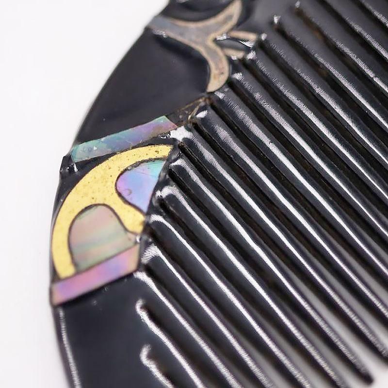 骨董品　櫛　くし　アンティーク　コレクション くし 櫛 金蒔絵 珊瑚?付き 日本製 骨董 アンティーク 小物