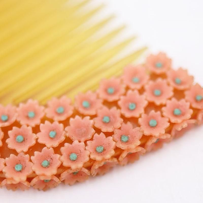 くし 日本製 大正時代 桜づくし 幅10.5cm アンティーク