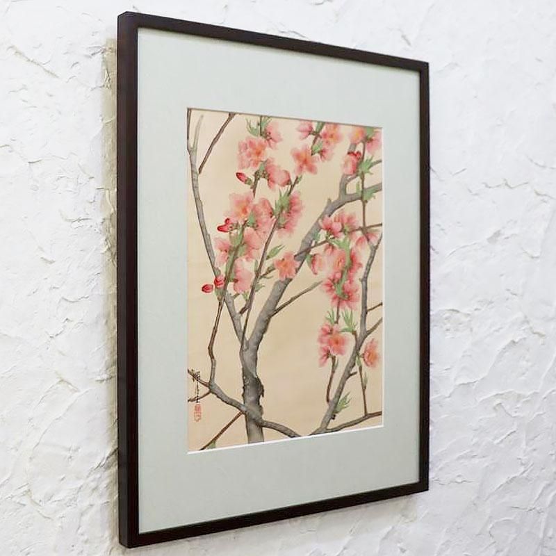 古版画 池田瑞月「瑞月草花画譜 桃」アンティーク 古版画 浮世絵