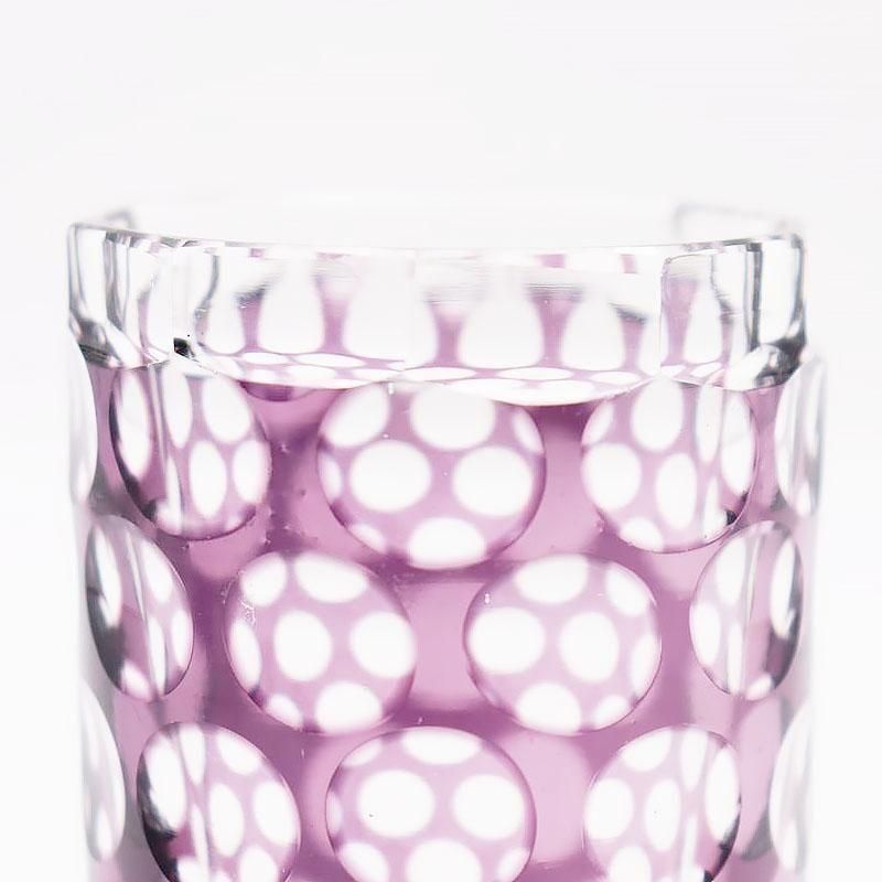 カットガラス 紫 大正時代 直径6.5cm 高さ11cm