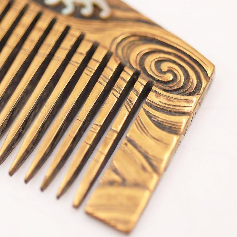 くし 日本製 金蒔絵 螺鈿細工 大正時代 幅9cm アンティーク