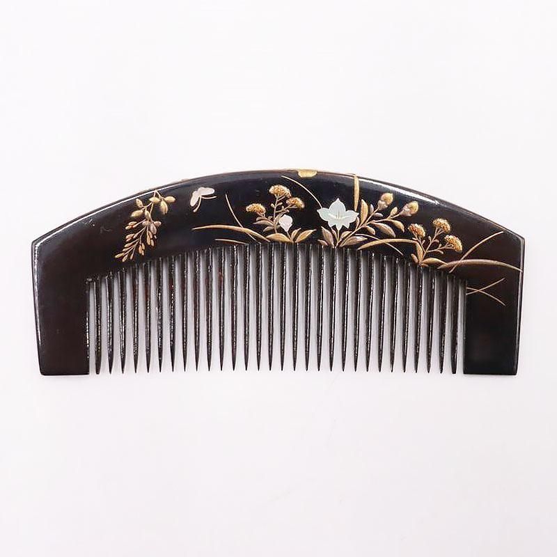 江戸末期　漆塗りの装飾櫛 江戸末期 漆塗りの装飾櫛