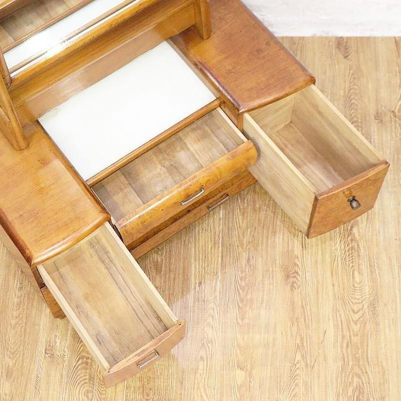 昭和初期 玉杢鏡台 鏡交換済み化粧台