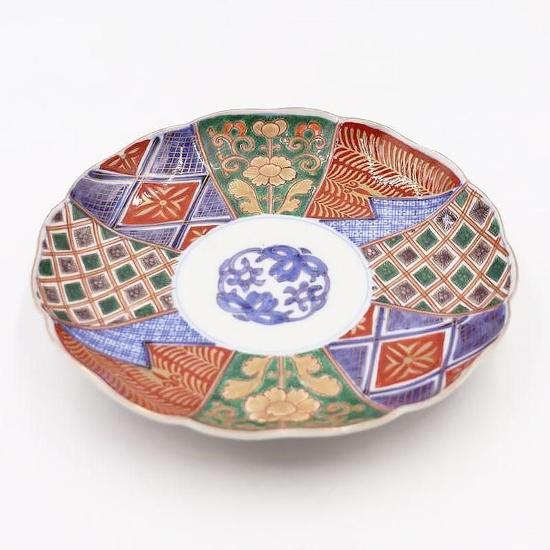 伊万里手描き中皿｜22直径 3.5高｜カラフルアンティーク