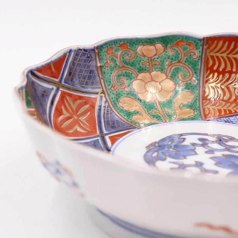 伊万里アンティーク大皿｜直径18 高さ5.5｜色絵赤絵手描き
