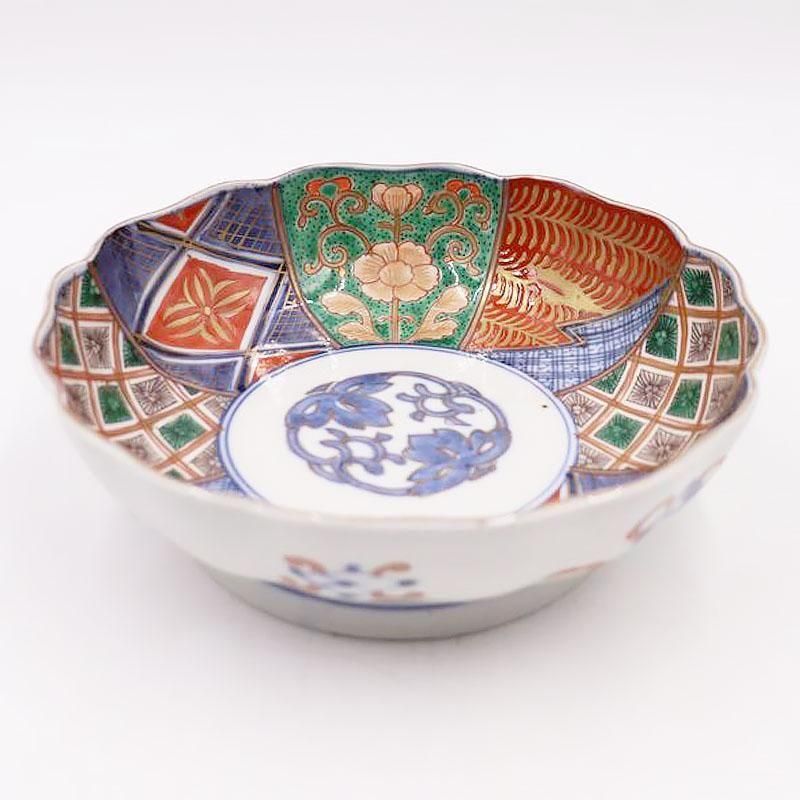 伊万里アンティーク大皿｜直径18 高さ5.5｜色絵赤絵手描き