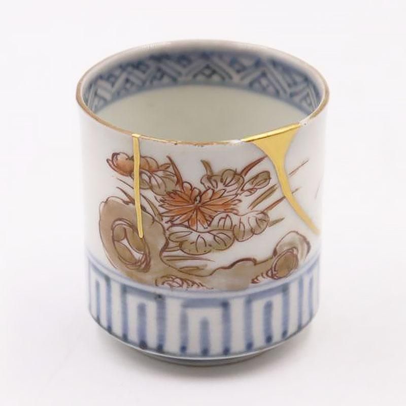 手描き 色絵 のぞき ぐい呑み 筒向付 和食器 大正 昭和初期