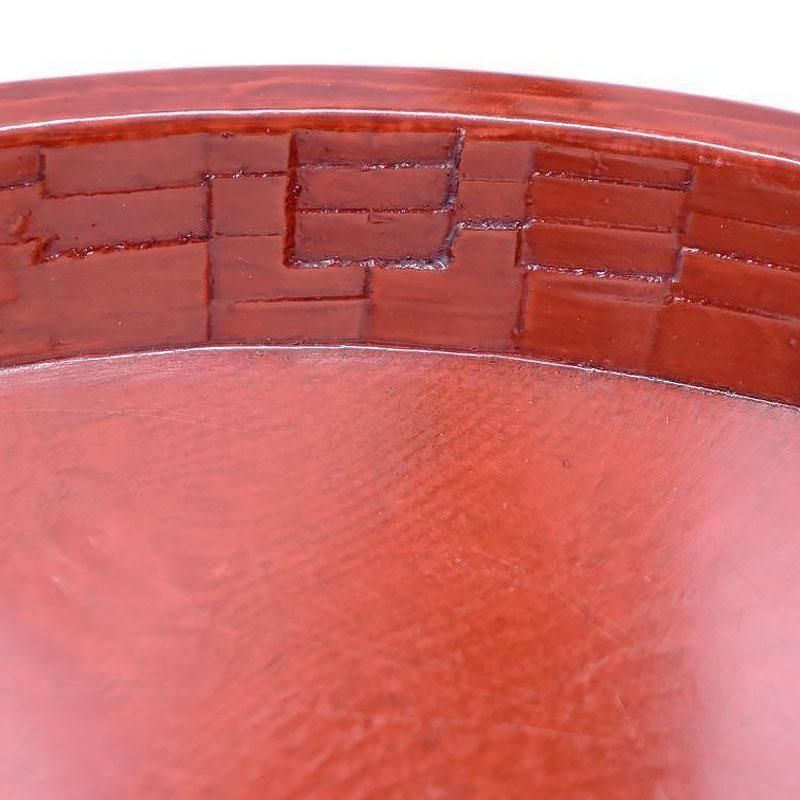 漆器 後藤塗り 朱赤塗り 昭和初期 丸 くり抜き大サイズ