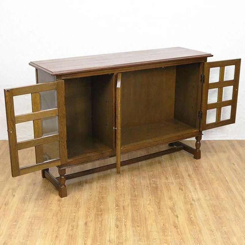 キャビネット サイドボード カットガラス 昭和中期 幅135cm