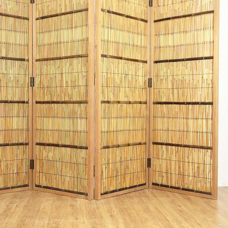 【アンティーク】昭和レトロ 4連 衝立 パーテーション 目隠し 間仕切り 古道具 屏風 昭和初期 六連 146.5cm アンティーク