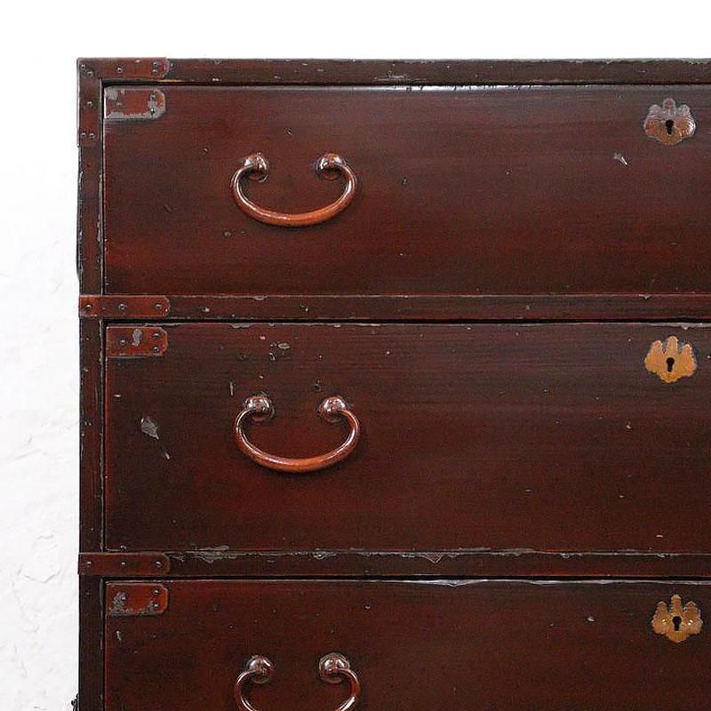 和ダンス　家具 大川家具】柿渋染め総桐タンス ノッソ 100cm幅 7段[マーゼルン