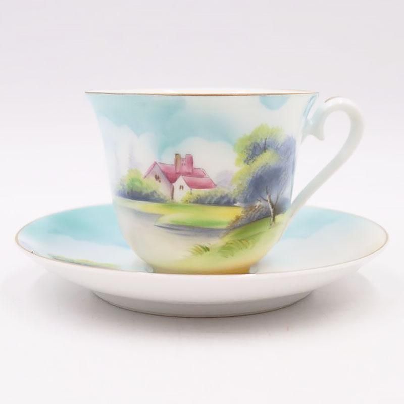 オールドノリタケ カップ＆ソーサー ハンドペイント