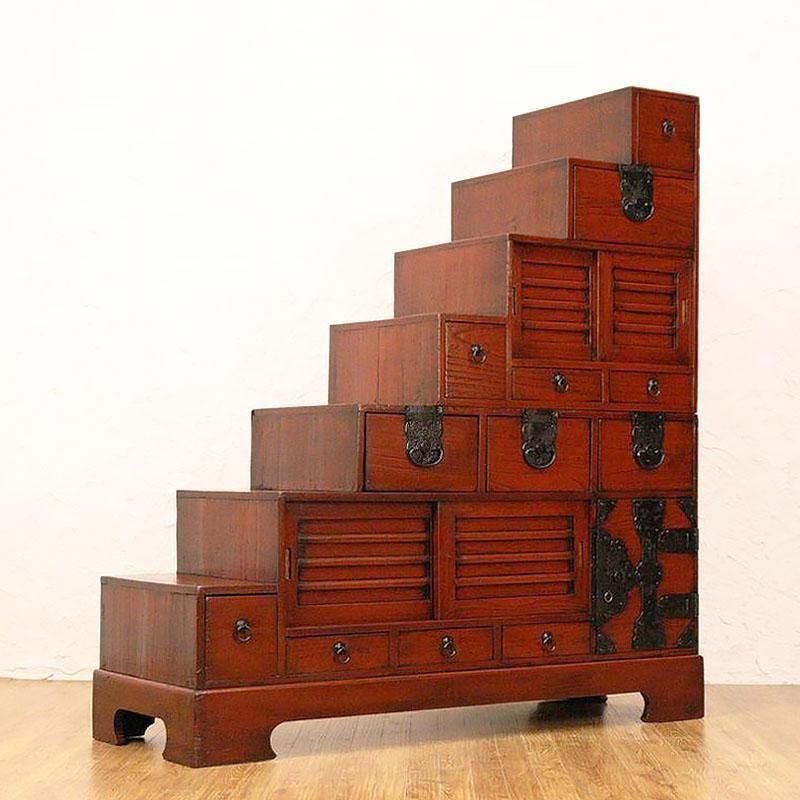 綺麗な丸金具庄内箪笥　4杯　タンス　収納　古家具　古民家　時代家具 綺麗な丸金具庄内箪笥 4杯 タンス 収納 古家具 古民家 時代家具