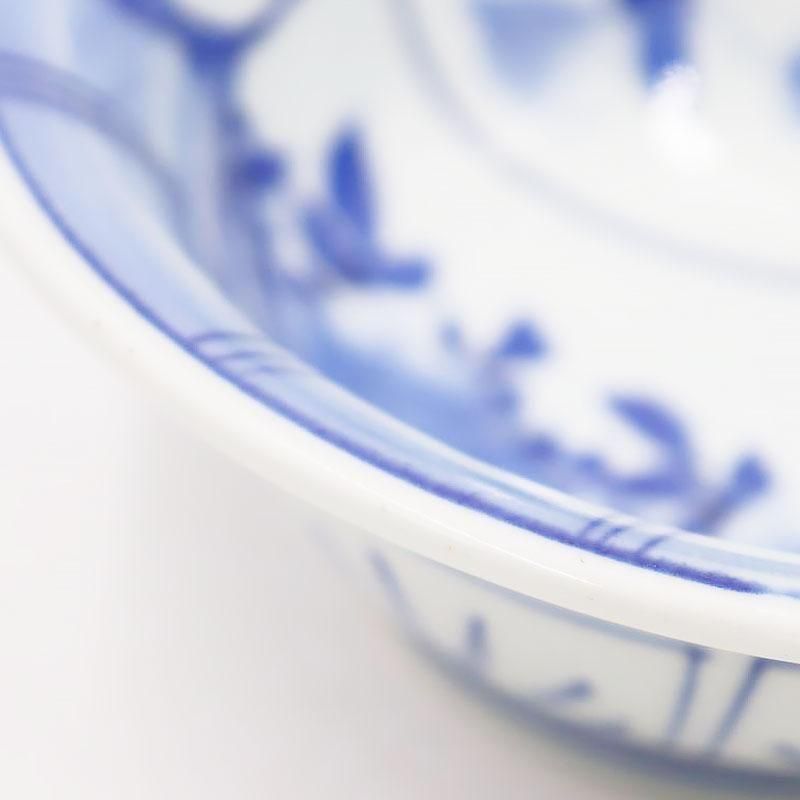 大皿■ベロ藍(江戸後期~明治期)古い染付 鶴 花蝶紋 花唐草 直し有り 時代物 古伊万里 染付 花唐草 粟に鶉文 中皿 藍柿右衛門 江戸中期 渦福