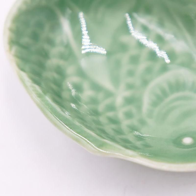 おしゃれ豆皿｜楕円形｜魚モチーフ｜グリーン