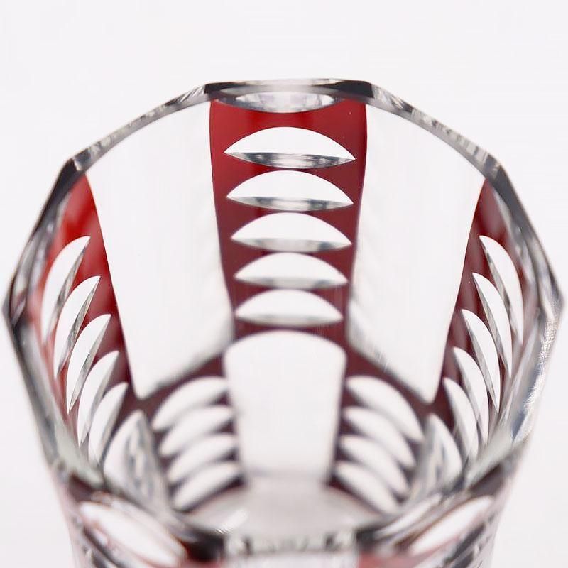 日本製 被せガラス 切子 大正時代 楕円 オーバル アンティーク