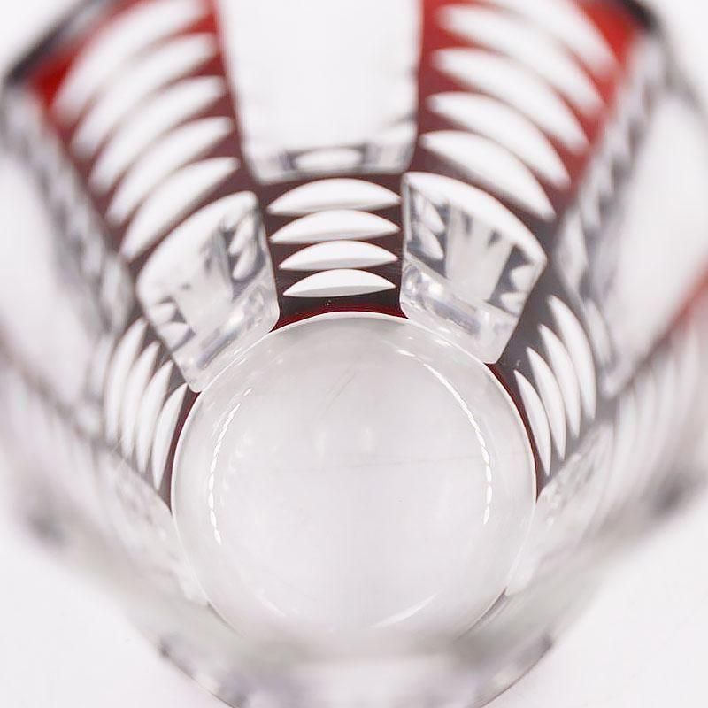 日本製 被せガラス 切子 大正時代 楕円 オーバル アンティーク