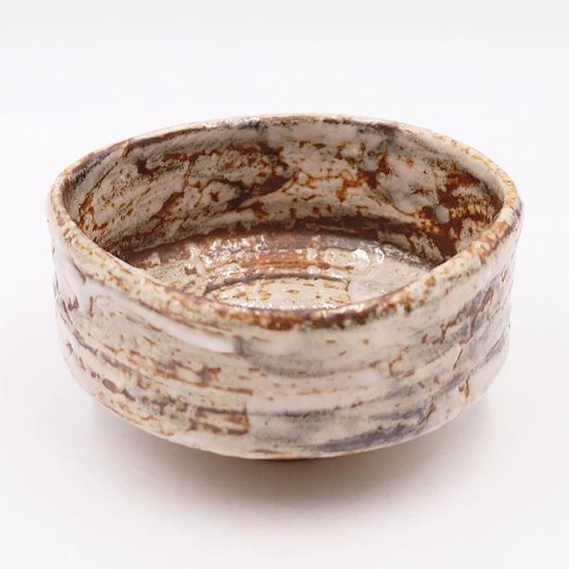 志野焼風抹茶碗 沓型 グレー 日本製 茶道具