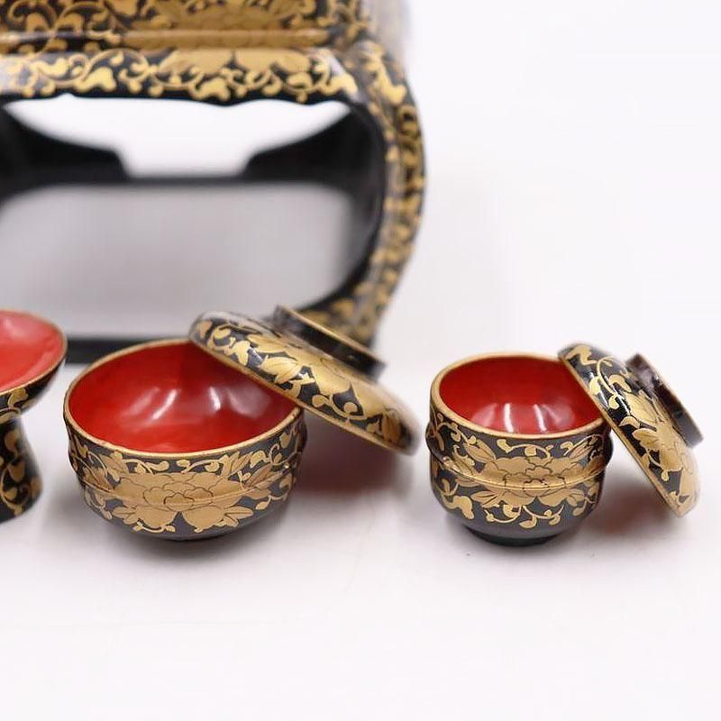 雛道具 黒塗 ミニチュア お膳セット 大正時代 黒塗り 木製