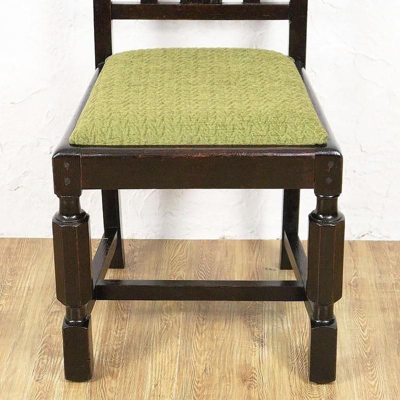 チェア ダイニングチェア オーク 張替済み 昭和初期 若草色