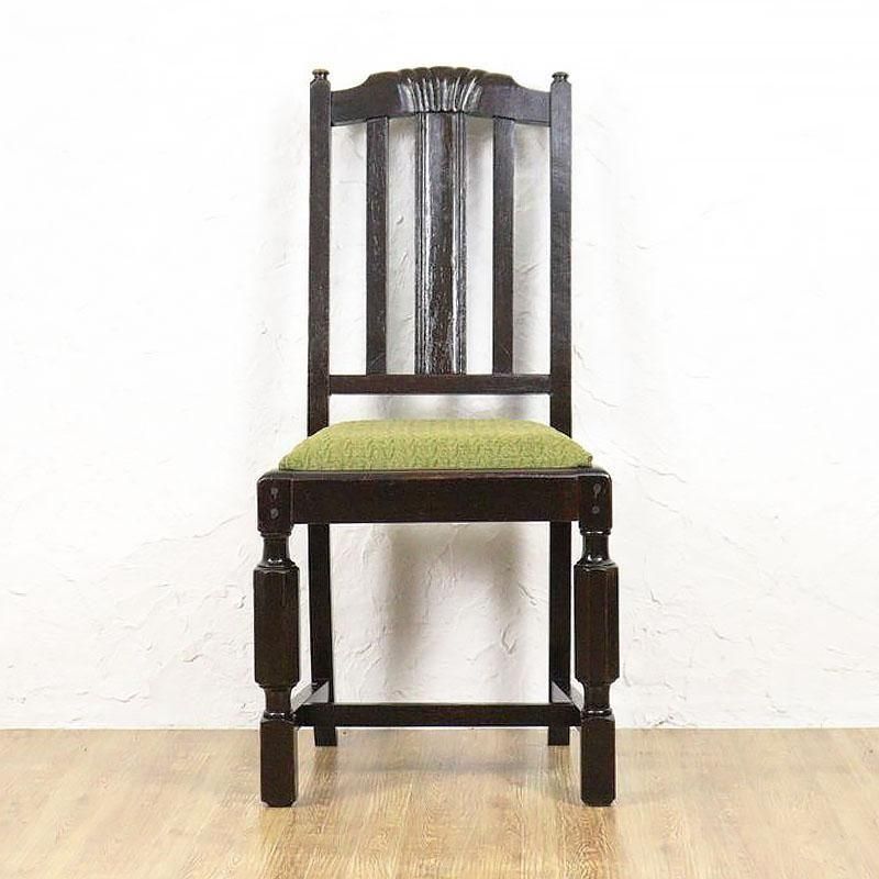 チェア ダイニングチェア オーク 張替済み 昭和初期 若草色