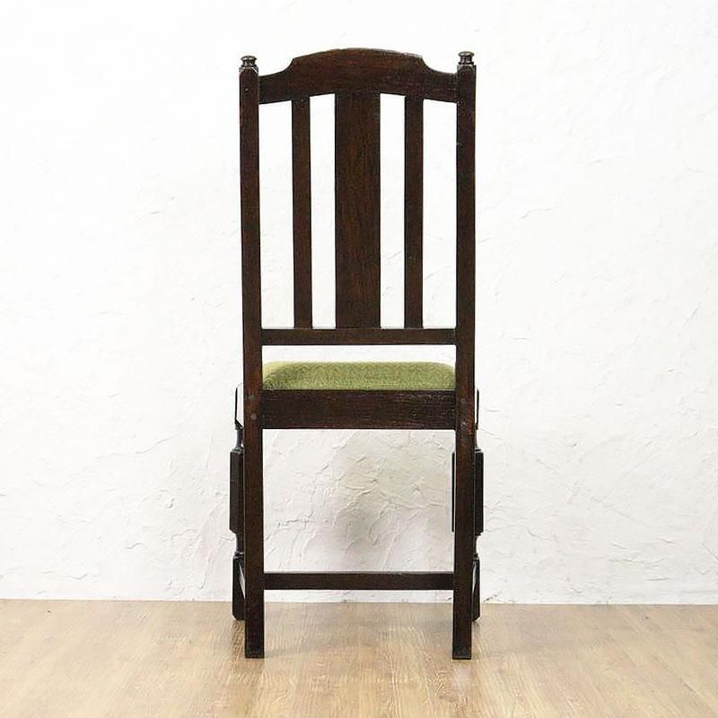 チェア ダイニングチェア オーク 張替済み 昭和初期 若草色