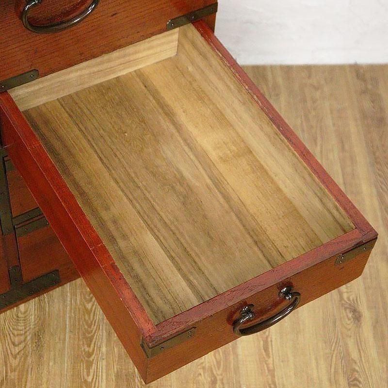 和箪笥 四尺 朱色 大正昭和初期 和モダン 桐製 アンティーク