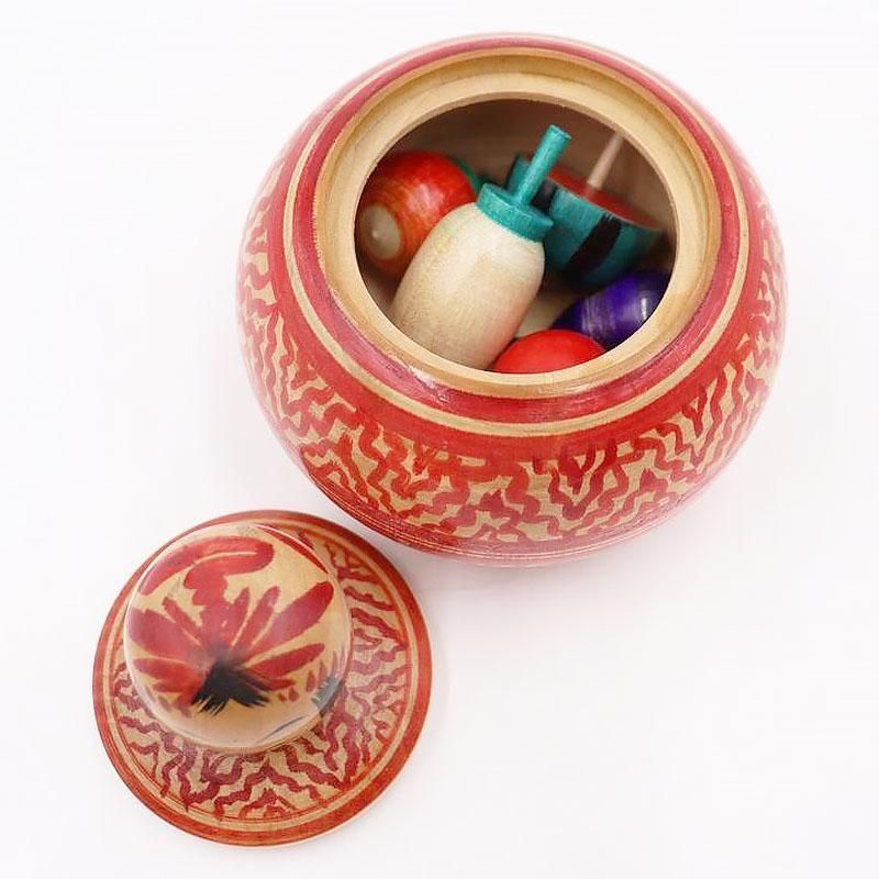 伝統こけし 遠刈田系 広井政昭 昭和中期 野菜独楽5個入り