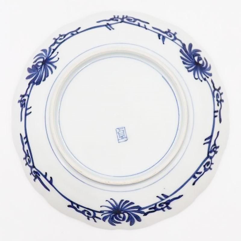 染付中皿菖蒲宝づくし直径22cm