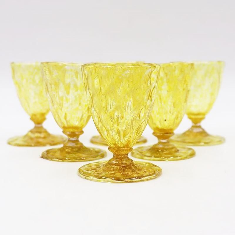 上品 リキュールグラス イエロー ゴールド 金箔 イタリア