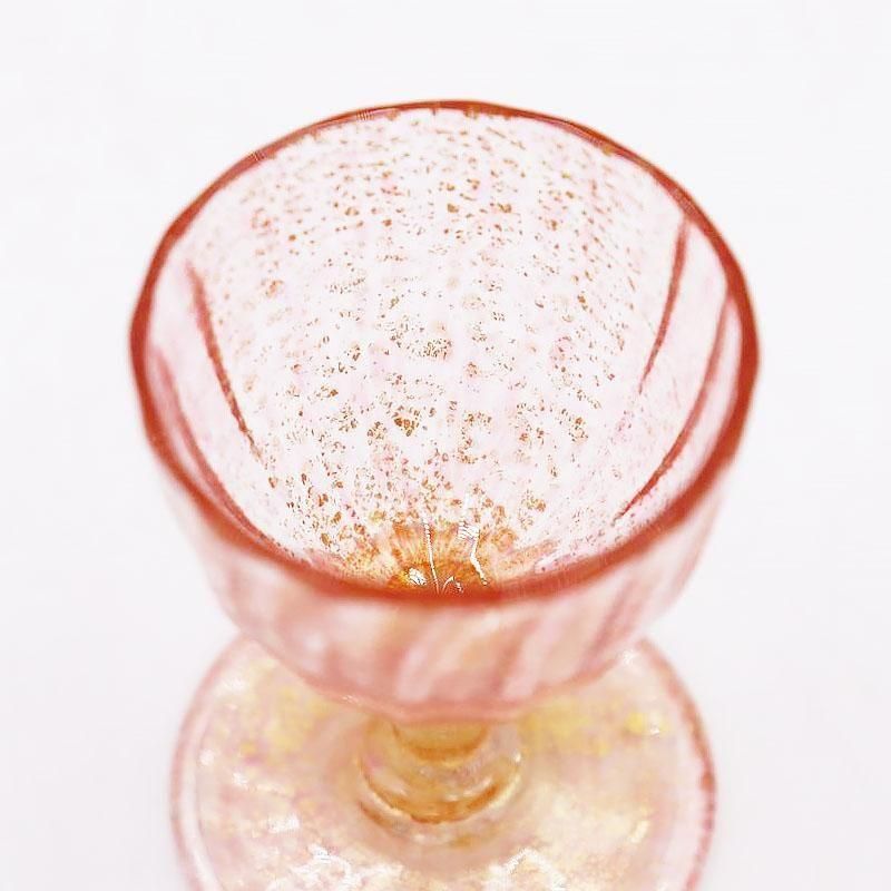 上品 リキュールグラス ピンク ゴールド 金箔 イタリア
