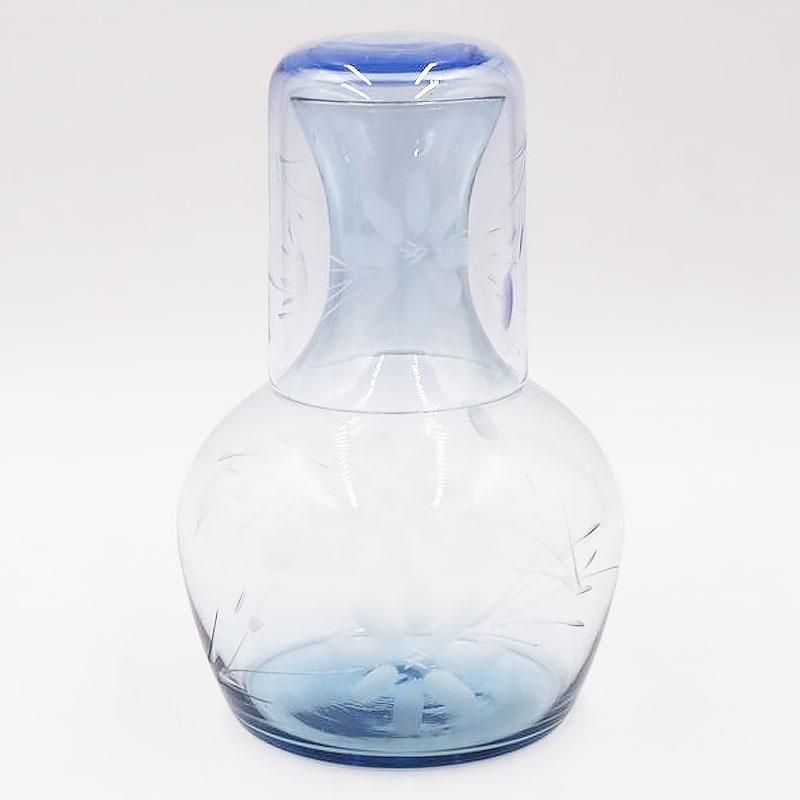 水差しコップセット 昭和初期の切子の水色アンティーク