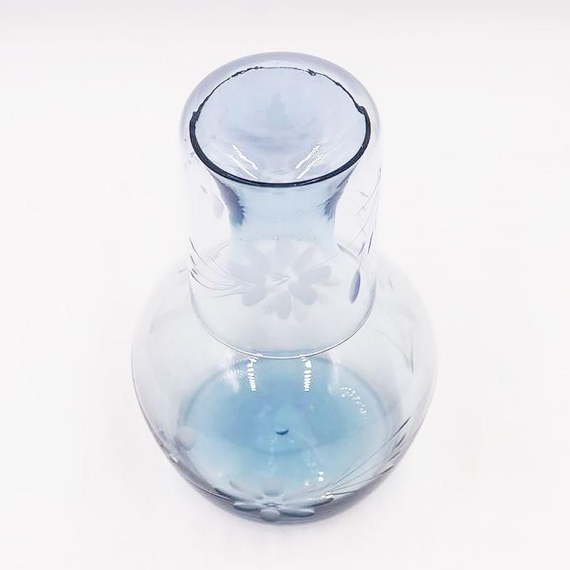 水差しコップセット 昭和初期の切子の水色アンティーク