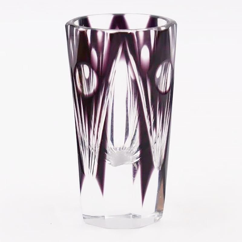 切子リキュールグラス 大正ロマンの紫色幾何学模様アンティーク