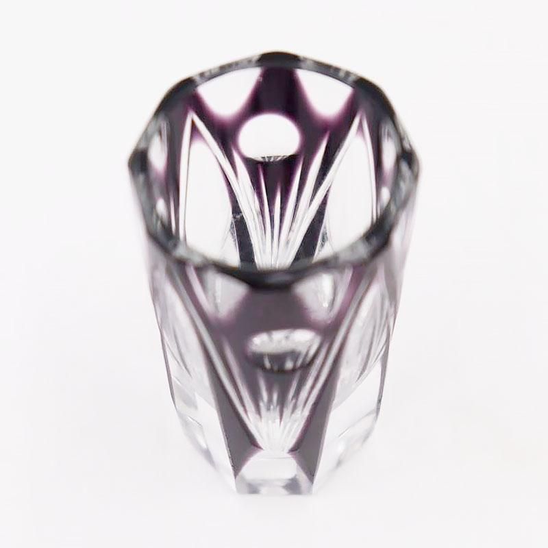 切子リキュールグラス 大正ロマンの紫色幾何学模様アンティーク