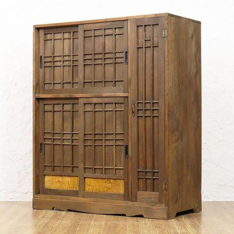 昭和レトロ　家具　金庫　箪笥　キャビネット 天然杉材 和風キャビネット 靴箱 下駄箱 和箪笥 大正・昭和
