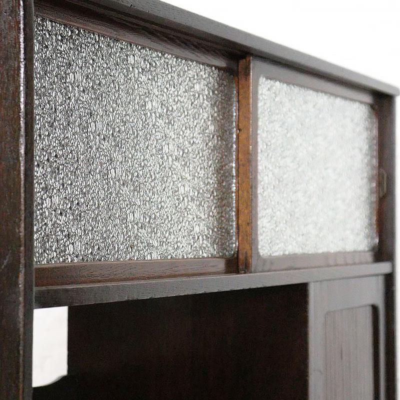 茶箪笥収納棚食器棚タンスダイヤガラス時代物 アンティーク 和モダン 昭和レトロ ダイヤガラス入り 茶箪笥 キャビネット 食器棚 アンティーク