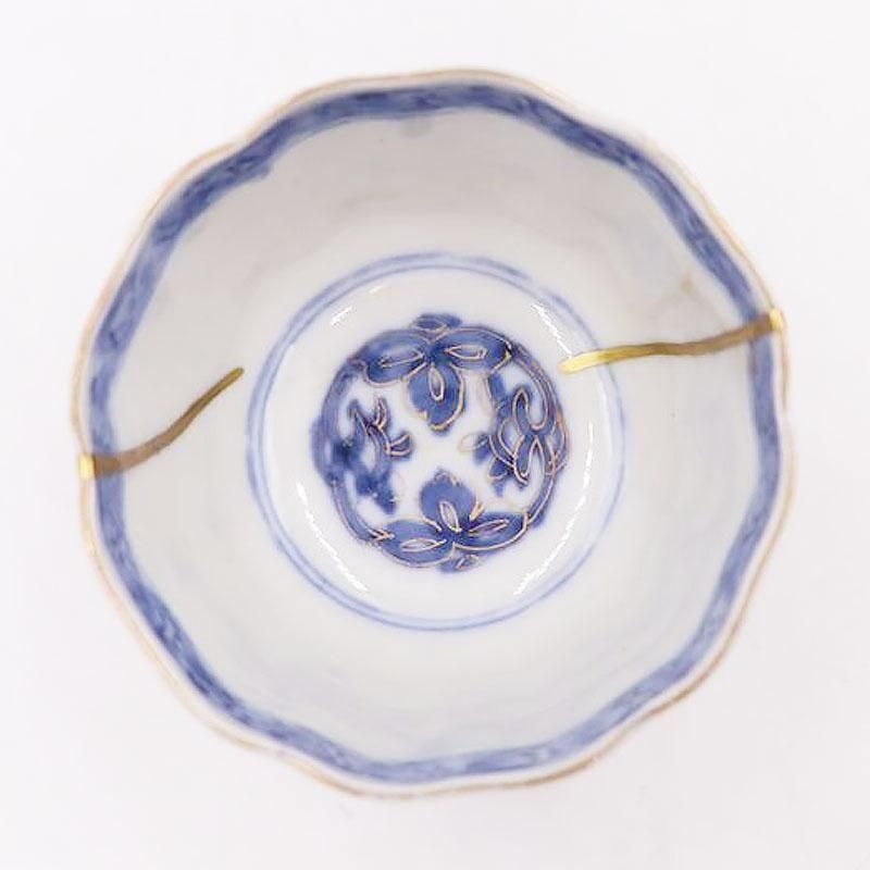 金継ぎ】手描き 色絵 伊万里 湯呑み 小鉢 アンティーク 骨董 和